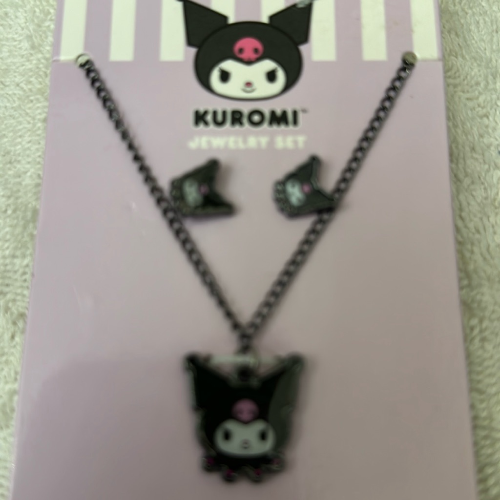 Nwt Kuromi Necklace And Earrings Set